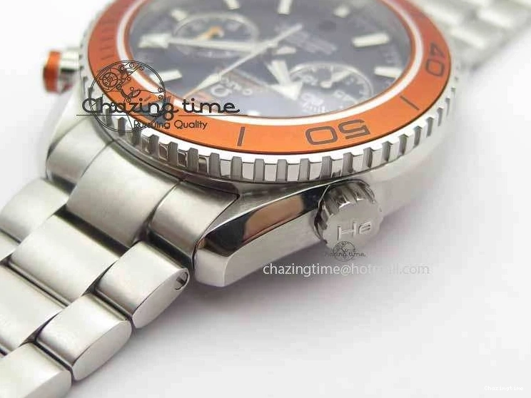 0110 Sophisticated Planet Ocean Master Chronometer Chrono SS OM 1:1 Best Edition Orange On SS Bracelet A 8156